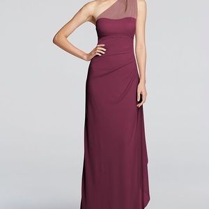 David’s Bridal Wine Colored Long Illusion Dress